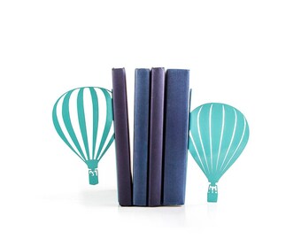 Hot Air Balloon Bookends: Metal Adventure Nursery Decor