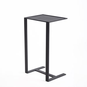 Modern Minimalist Over Sofa Snack Side Table, Simple Modern C Shaped End Table for Couch and Bed, Laptop Table, Work from Home
