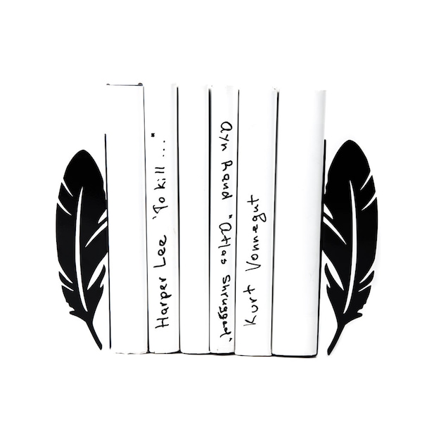 Buchstützen Federn VERSAND KOSTENFREI schwarz Laser geschnitten Buch Organisatoren