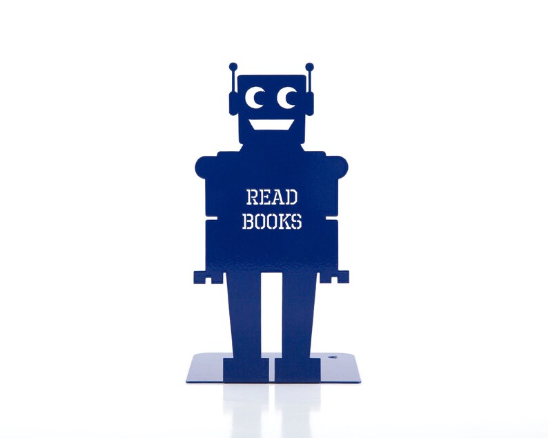 A Metal Bookend Robot Read Books // Modern Nursery Home Decor Etsy