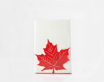 Red metal bookends Canadian Maple Leaf