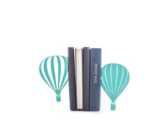 Hot Air Balloons Bookends // Teal Air Ballons // Romantic vintage theme // Kid's Room Decor // Nursery  // Free Shipping