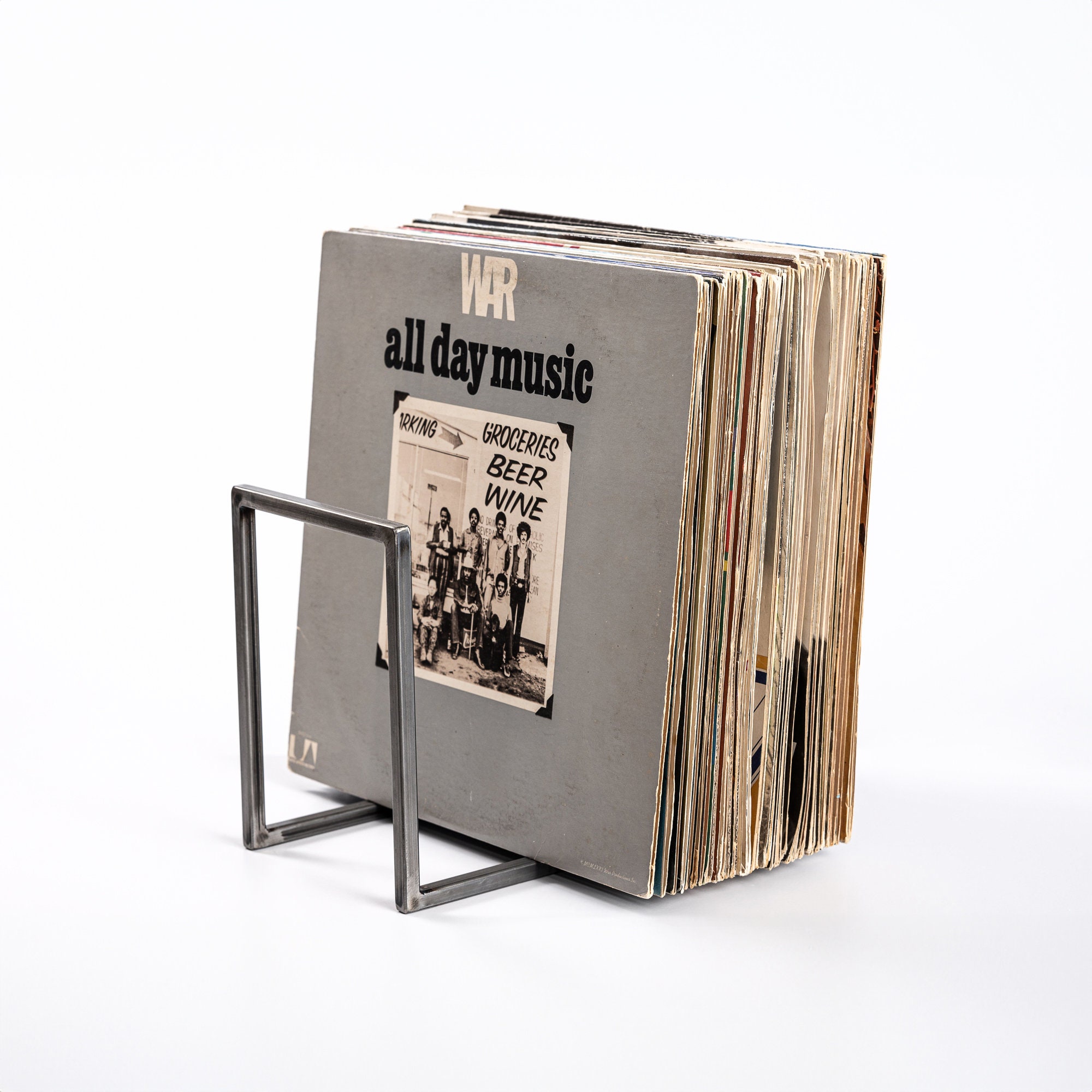MyGift Black Metal Vinyl Record Storage Racks – Hanging Wall Mount, Set Of 2, Holds 12" Albums