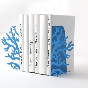 Metal Bookends Corals Blue modern home unique book holders // beach house must // nursery sea theme perfect // FREE WORLDWIDE SHIPPING image 2