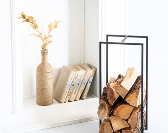 Log Holder Small with a handle // Firewood Carrier // Storage Container for indoors or Outdoors