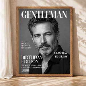 Custom Magazine Cover Framed Poster, Personalized Birthday Gift for Men, Husband 50th 60th Birthday, Milestone Anniversary Photo Print