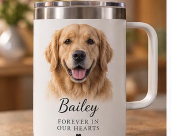 Bicchiere commemorativo personalizzato da 414 ml per animali domestici, con manico, ideale come regalo da viaggio per cani o gatti.