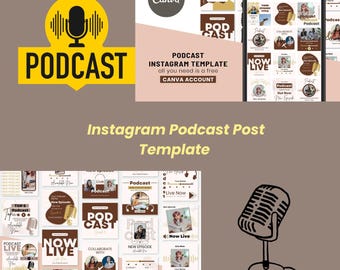 Instagram Podcast Post Templates for Canva | Social Media Kit for Podcasters