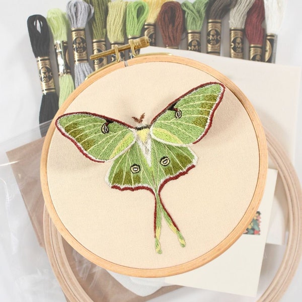 Luna Moth Thread Painting And Stumpwork Embroidery Kit