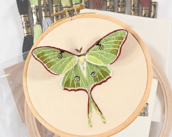 Luna Moth Thread Painting And Stumpwork Embroidery Kit