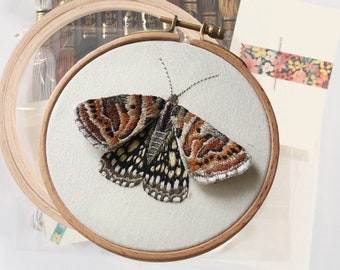 Moth Stumpwork Embroidery Kit, Thread Painting, Needle Painting Kit