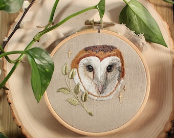 Owl Embroidery Hoop Art, Finished Embroidery, Original Art Thread Painting