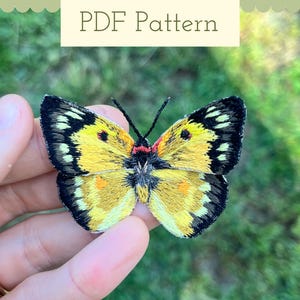 3D Stumpwork Butterfly Embroidery Pattern PDF, Bug Insect Thread Painting Pattern,