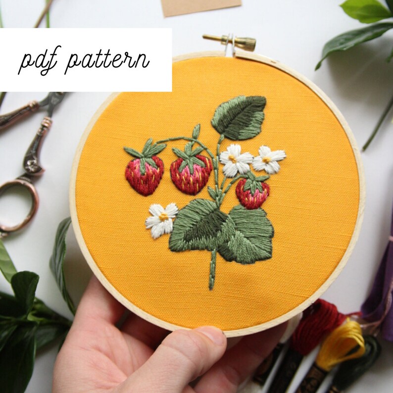 Strawberry embroidery sybju pdf beginner  etsy Strawberry embroidery sybju pdf beginner  etsy