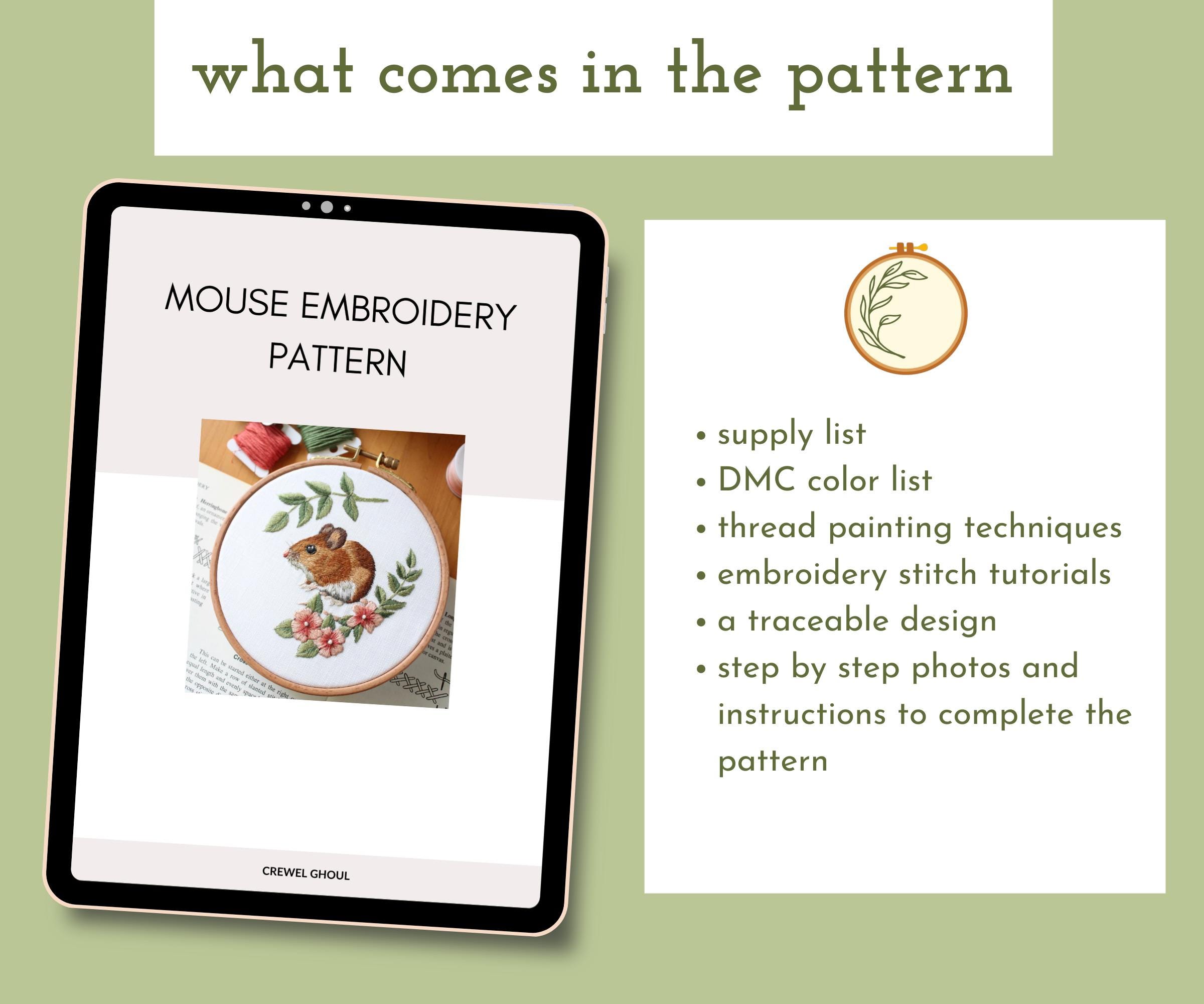 Woodland Mouse Embroidery Pattern, Cottagecore Thread Painting (PDF ...