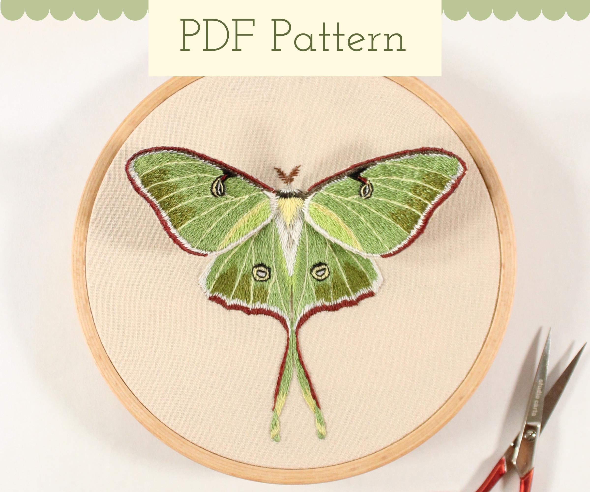 Moon Moth Hand-Embroidered Brooch Pin Moon Moth Hand-Embroidered Brooch Pin