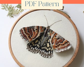 3D Moth Embroidery Pattern, Stumpwork Embroidery Pattern, Bug Embroidery Design, Insect Thread Painting Hand Embroidery PDF