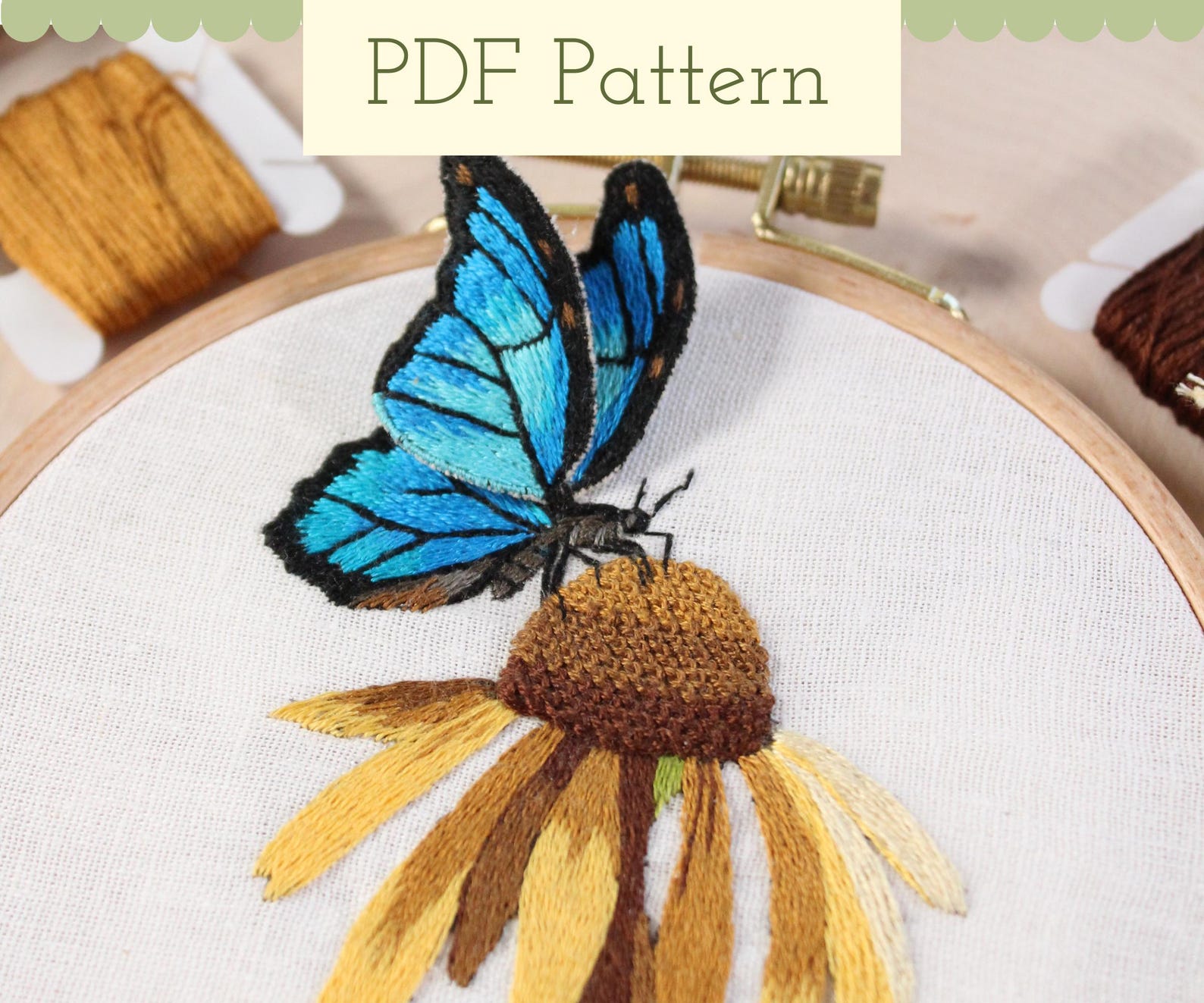 3D Butterfly Thread Painting Embroidery Pattern, Insect Stumpwork ...