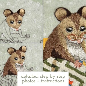 Quilting Mouse Embroidery Pattern, Cottagecore Thread Painting PDF Pattern image 7
