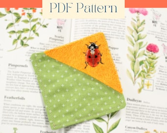 Ladybug Embroidery Bookmark Pattern, Felt Bookmark Corner PDF Pattern