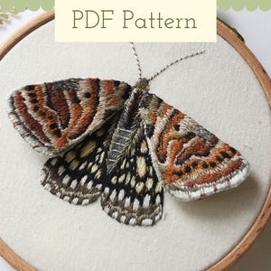 3D Moth Embroidery Pattern, Stumpwork Embroidery Pattern, Bug Embroidery Design, Insect Thread Painting Hand Embroidery PDF