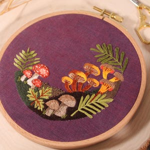 closeup of mushroom embroidery