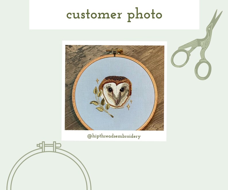 customer photo of finished owl embroidery