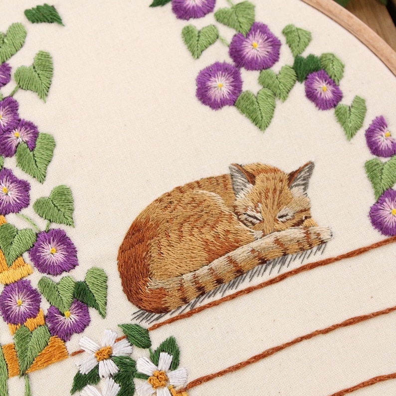 closeup of cat embroidery