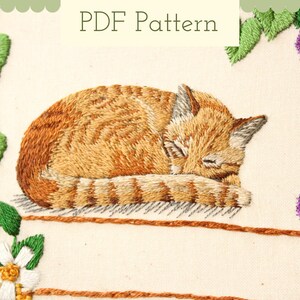 sleeping cat embroidery design