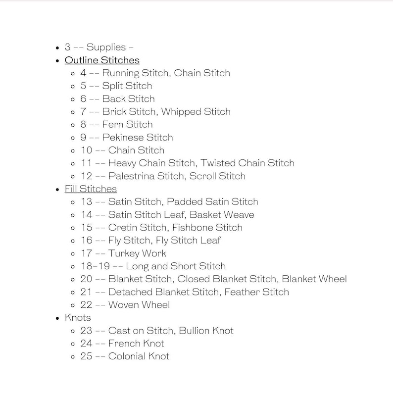 30+ Hand Embroidery Stitches Guide Printable PDF - Etsy