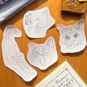 Stick and Stitch Cat Embroidery Designs, Wash Away Embroidery Stabilizer To Embroider On Clothing, Totes, Shirts, Jeans, and more