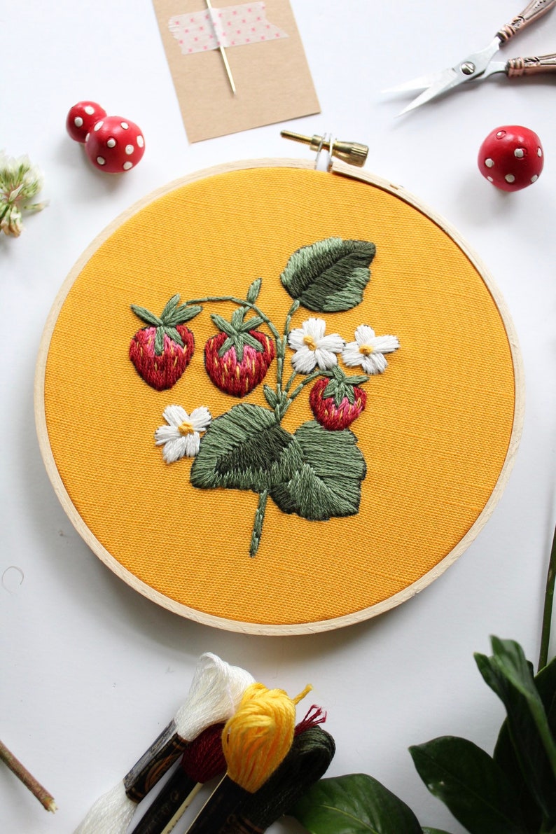 Beginner Hand Embroidery Kit Strawberry Plant image 3