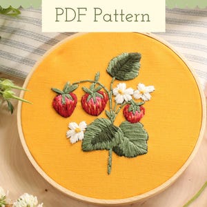 Strawberry Embroidery Pattern PDF Beginner