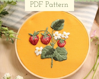 Strawberry Embroidery Pattern PDF Beginner