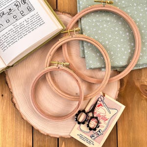 Beechwood Embroidery Hoops, 4&quot;, 5&quot;, 6&quot;, or 7&quot; Premium High Quality Wooden Hoops For Needlework + Cross Stitch