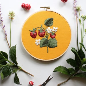 Beginner Hand Embroidery Kit Strawberry Plant image 2