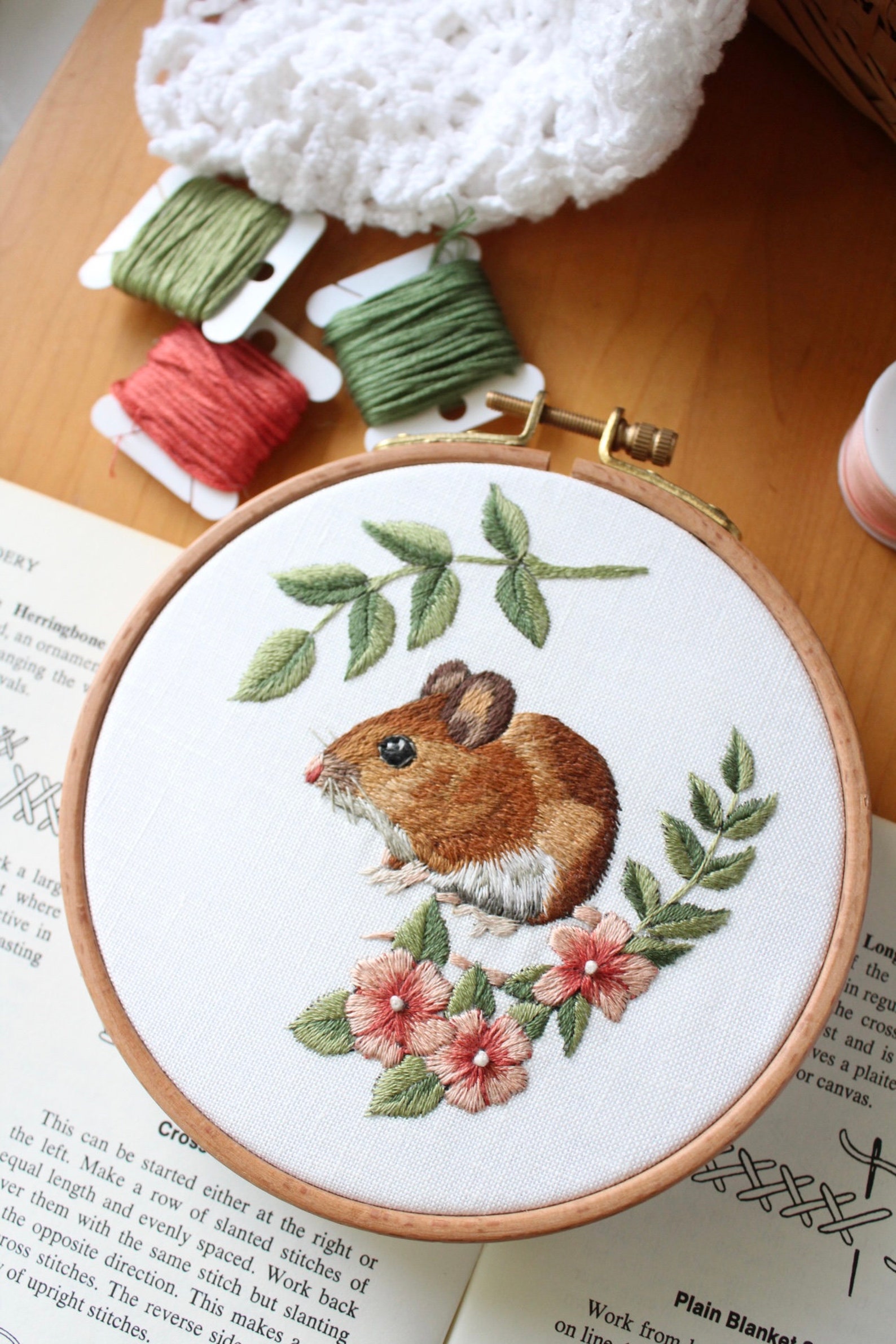 Mouse Thread Painting Pattern Cottagecore Embroidery Design - Etsy
