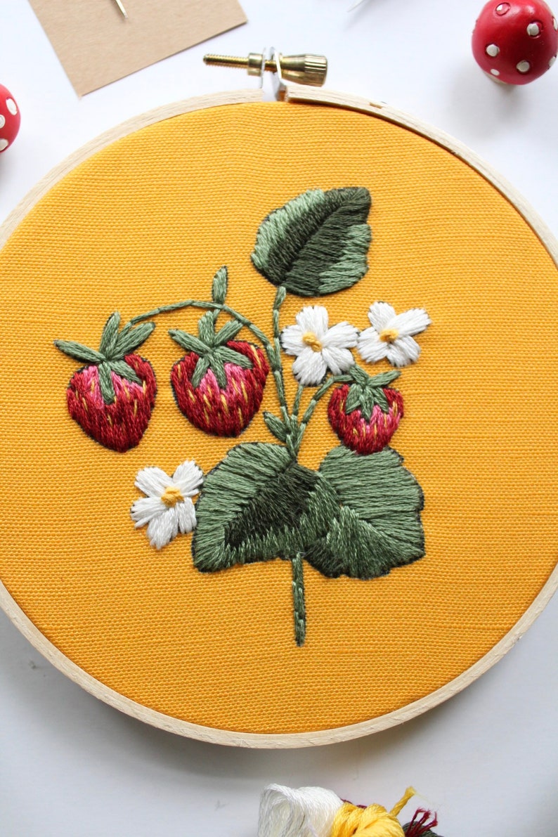 Beginner Hand Embroidery Kit Strawberry Plant image 5