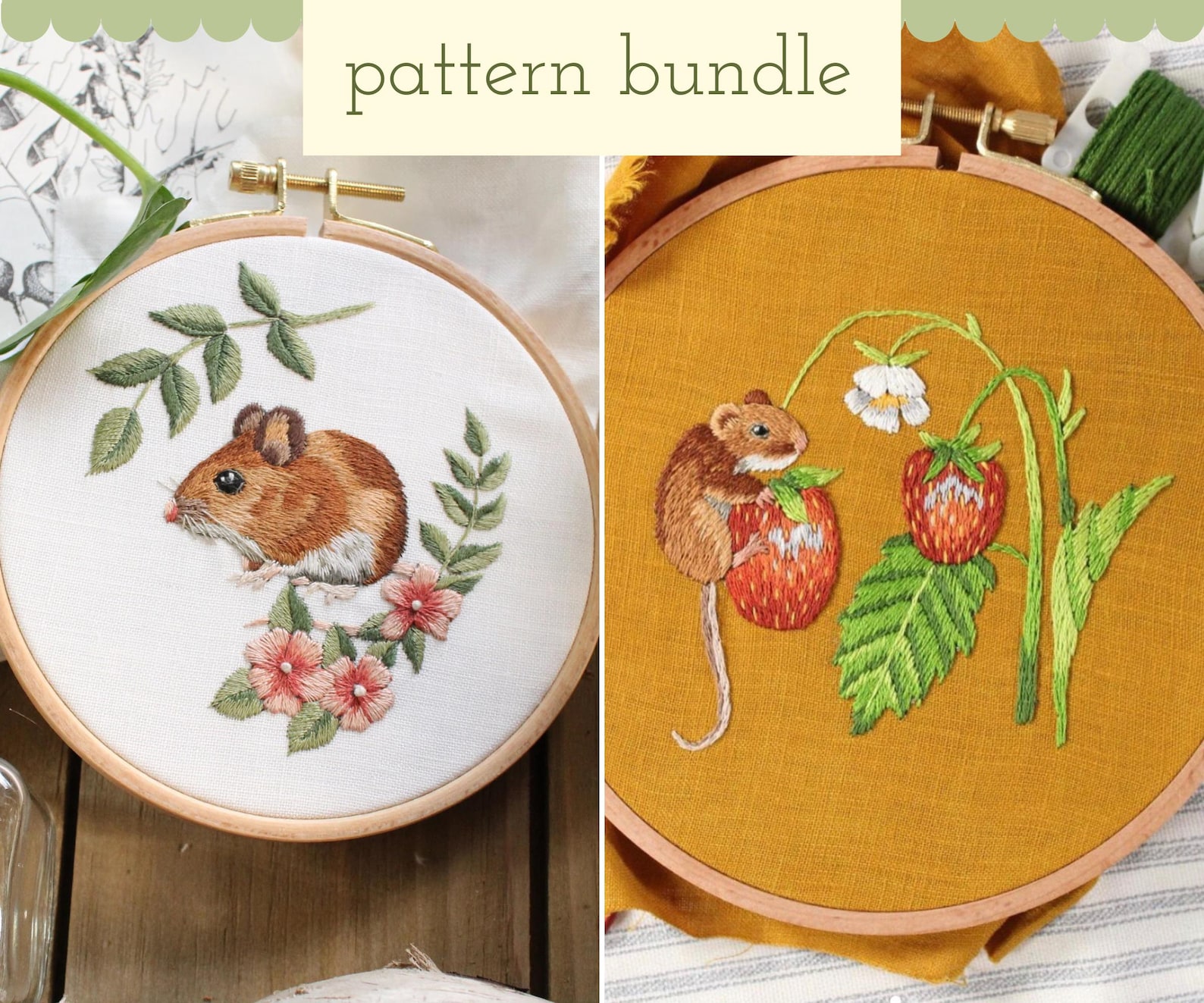 Mouse Thread Painting Embroidery Pattern Bundle (PDF) - Etsy