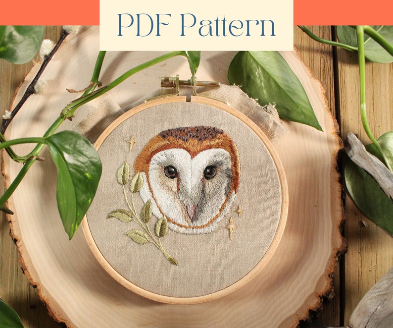 Barn Owl Embroidery Pattern Thread Painting Pattern Needle - Etsy