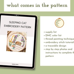 what comes in the pattern:
supply list, DMC color list, thread painting techniques, a traceable design, step by step photos and instructions to complete the pattern