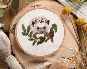Woodland Kids Room Decor, Hedgehog Wall Art, Forest Creatures, Finished Embroidery Hoop Art