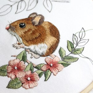 Mouse Thread Painting Pattern, Cottagecore Embroidery Design, Needle ...