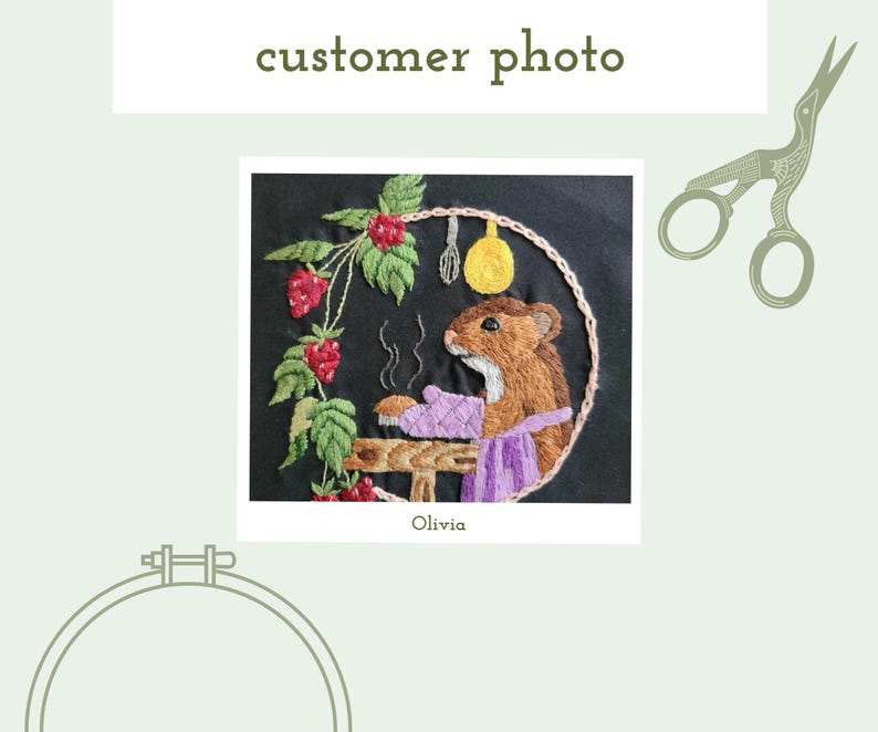 finished customer embroidery of the baking mouse pattern