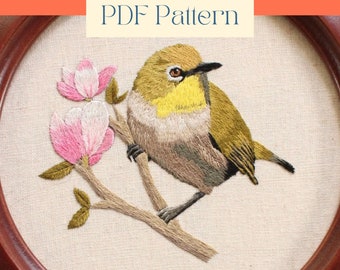 Songbird Embroidery Design, Bird Embroidery Pattern, Thread Painting PDF