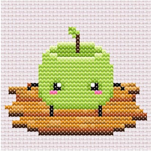Green Junimo Cross Stitch Pattern | 8-Bit Pixel Art Fruit Sprite | Cozy Game PDF Chart