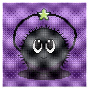 Retro Pixel Art Dust Sprite – Cozy Anime Cross Stitch Pattern (Digital PDF)