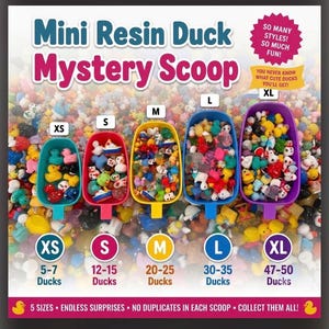 Mini Resin Duck Mystery Scoop – No Duplicates (Magnet Option) XS-XL