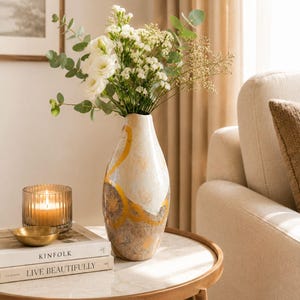 Handmade Ceramic Vase with Gold Details | Modern Decorative Vase | Exclusive N&M Collection