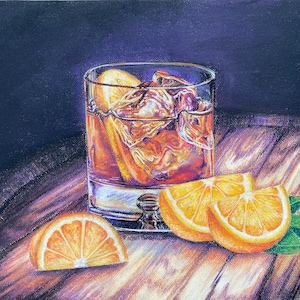 A Little Old Fashioned Bourbon cocktail giclee print